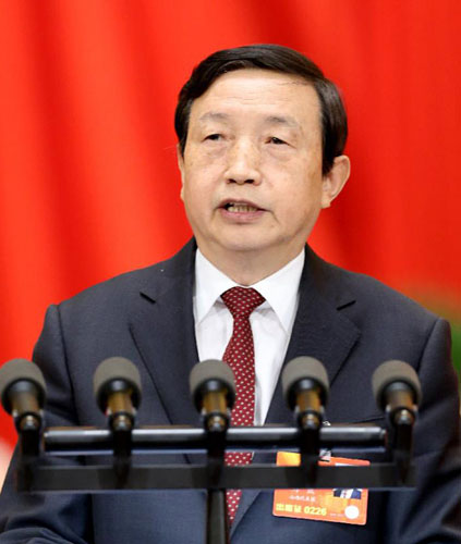 State Councilor Ma Kai delivers a report on the State Council institutional reform and transformation of government functions during the third plenary meeting of the first session of the 12th National People's Congress (NPC) at the Great Hall of the People in Beijing, capital of China, March 10, 2013. (Xinhua/Ding Lin)