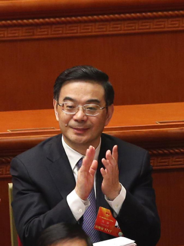 Zhou Qiang attends the fifth plenary meeting of the first session of the 12th National People's Congress (NPC) in Beijing, capital of China, March 15, 2013. Zhou was elected president of the Supreme People's Court of China at the meeting here on Friday. (