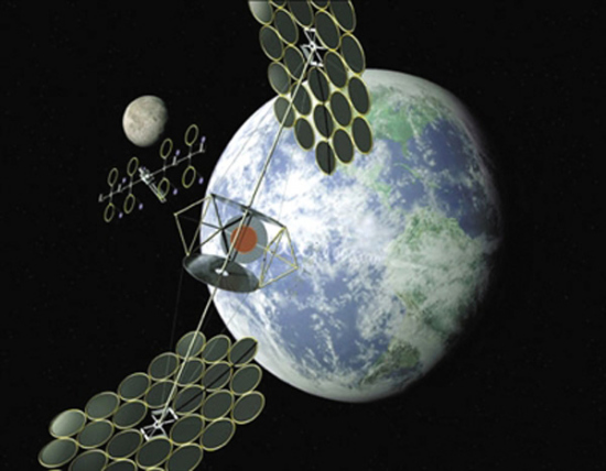 A computer generated picture of a solar power station in space to be built by a US company. [Photo/Xinhua]