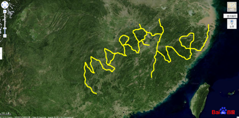 Zhang used GPS device to trace out the words Marry Me during his journey. (Photo/Baidu Map) Zhang used GPS device to trace out the words Marry Me during his journey. (Photo/Baidu Map)