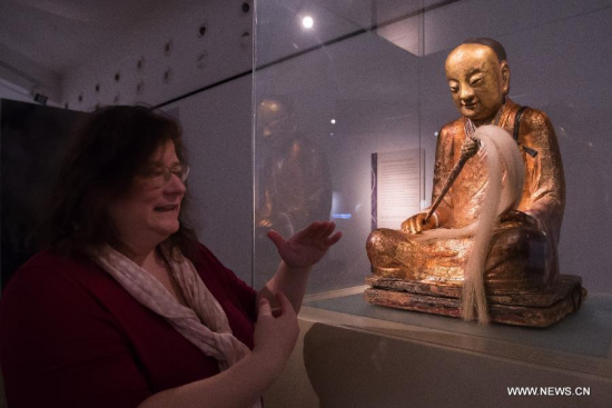 A Chinese Buddha statue with the mummified body of a Buddhist monk inside is on display at the Hungarian Natural History Museum in Budapest, Hungary on March 3, 2015. According to the Chinese characters written on the pilow of the statue, the body inside the statue belonged to Chinese Buddhist monk Zhang Liuquan who lived around A.D. 1100. (Xinhua/Attila Volgyi) A Chinese Buddha statue with the mummified body of a Buddhist monk inside is on display at the Hungarian Natural History Museum in Budapest, Hungary on March 3, 2015. According to the Chinese characters written on the pilow of the statue, the body inside the statue belonged to Chinese Buddhist monk Zhang Liuquan who lived around A.D. 1100. (Xinhua/Attila Volgyi)