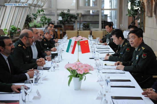 Chinese State Councilor and Defense Minister Chang Wanquan (1st R) meets with Iranian Defence Minister Hossein Dehghan (2nd L) attending the 4th Moscow International Security Conference inRussia, on April 16, 2015. (Xinhua/Dai Tianfang) Chinese State Councilor and Defense Minister Chang Wanquan (1st R) meets with Iranian Defence Minister Hossein Dehghan (2nd L) attending the 4th Moscow International Security Conference inRussia, on April 16, 2015. (Xinhua/Dai Tianfang)