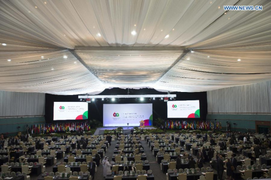 A view of the venue of the Asian-African Summit prior to its start in Jakarta, capital of Indonesia, on April 22, 2015. The summit is held here Wednesday. (Xinhua/Lui Siu Wai) A view of the venue of the Asian-African Summit prior to its start in Jakarta, capital of Indonesia, on April 22, 2015. The summit is held here Wednesday. (Xinhua/Lui Siu Wai)