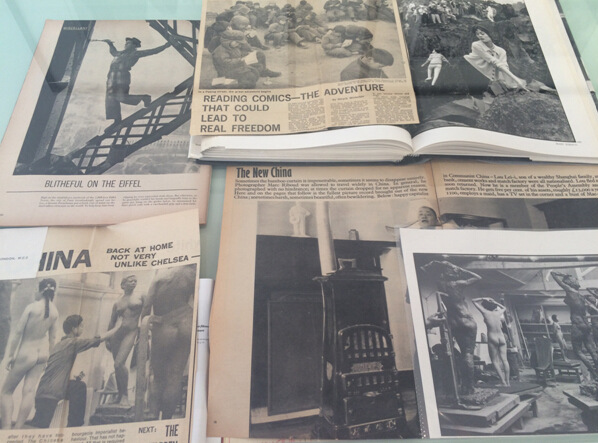 Riboud's clippings detail his early journeys to China. (Photo by Rory Howard) Riboud's clippings detail his early journeys to China. (Photo by Rory Howard)