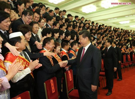 Top Communist Party of China (CPC) and state leaders Xi Jinping, Li Keqiang and Liu Yunshan meet delegates attending the 10th general congress of the Red Cross Society of China (RCSC) in Beijing, capital of China, May 5, 2015. (Xinhua/Lan Hongguang) Top Communist Party of China (CPC) and state leaders Xi Jinping, Li Keqiang and Liu Yunshan meet delegates attending the 10th general congress of the Red Cross Society of China (RCSC) in Beijing, capital of China, May 5, 2015. (Xinhua/Lan Hongguang)