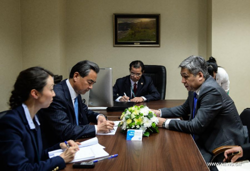 Chinese Foreign Minister Wang Yi (2nd L) holds a meeting with Kyrgyz Foreign Minister Erlan Abdyldaev (1st R) in Moscow, Russia, June 3, 2015. (Xinhua/Jia Yuchen) Chinese Foreign Minister Wang Yi (2nd L) holds a meeting with Kyrgyz Foreign Minister Erlan Abdyldaev (1st R) in Moscow, Russia, June 3, 2015. (Xinhua/Jia Yuchen)