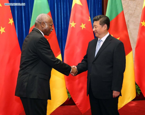Chinese President Xi Jinping (R) meets with Cameroonian Prime Minister Philemon Yang in Beijing, capital of China, June 19, 2015. (Xinhua/Liu Weibing) Chinese President Xi Jinping (R) meets with Cameroonian Prime Minister Philemon Yang in Beijing, capital of China, June 19, 2015. (Xinhua/Liu Weibing)