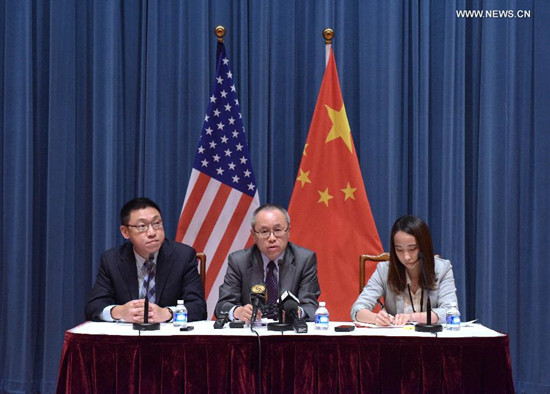 Director of international division of Chinese Foreign Ministry Li Junhua(C) holds a briefing of the 19th Human Rights Dialogue in Washington, Aug. 15, 2015. Director of international division of Chinese Foreign Ministry Li Junhua(C) holds a briefing of the 19th Human Rights Dialogue in Washington, Aug. 15, 2015.