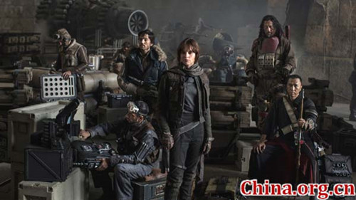 A newly-released publicity photo shows Donnie Yen and Jiang Wen wearing Star Wars costumes and makeup. Their roles have yet to be revealed, but Jiang looks like he will play a resistance fighter and Yen will play a Jedi. (Photo/China.org.cn)