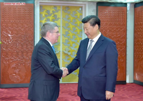 Chinese President Xi Jinping (R) meets with President of the International Olympic Committee (IOC) Thomas Bach in Beijing, capital of China, Aug. 22, 2015. (Xinhua/Li Tao) Chinese President Xi Jinping (R) meets with President of the International Olympic Committee (IOC) Thomas Bach in Beijing, capital of China, Aug. 22, 2015. (Xinhua/Li Tao)