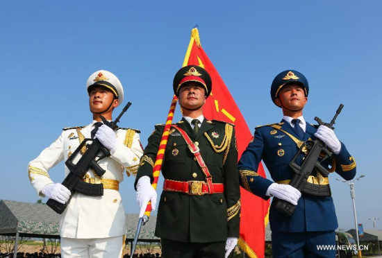 Soldiers take part in a training for a military parade in Beijing, capital of China, Aug. 12, 2015. (Photo: Xinhua/Zha Chunming) Soldiers take part in a training for a military parade in Beijing, capital of China, Aug. 12, 2015. (Photo: Xinhua/Zha Chunming)