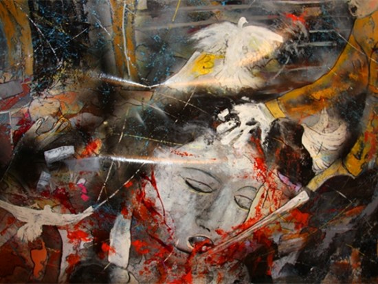 French painter Christian Poirot has created an emotional painting to commemorate the Nanjing Massacre. French painter Christian Poirot has created an emotional painting to commemorate the Nanjing Massacre.