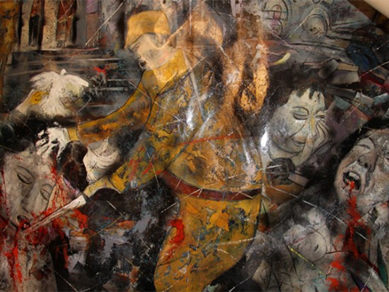 French painter Christian Poirot has created an emotional painting to commemorate the Nanjing Massacre. French painter Christian Poirot has created an emotional painting to commemorate the Nanjing Massacre.