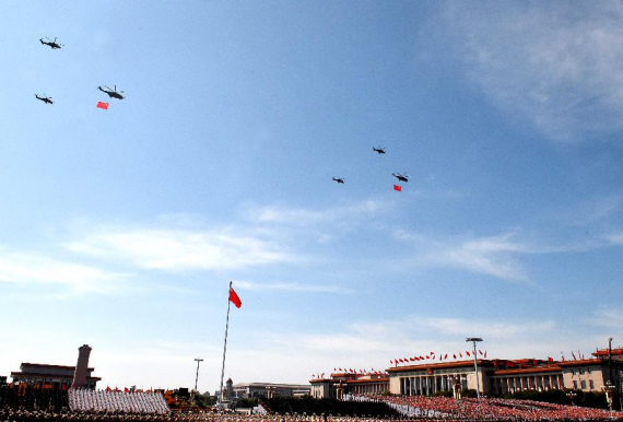 Aircraft attend a parade in Beijing, capital of China, Sept. 3, 2015. China on Thursday held commemoration activities, including a grand military parade, to mark the 70th anniversary of the victory of the Chinese People's War of Resistance Against Japanese Aggression and the World Anti-Fascist War. (Xinhua/Wang Song) Aircraft attend a parade in Beijing, capital of China, Sept. 3, 2015. China on Thursday held commemoration activities, including a grand military parade, to mark the 70th anniversary of the victory of the Chinese People's War of Resistance Against Japanese Aggression and the World Anti-Fascist War. (Xinhua/Wang Song)