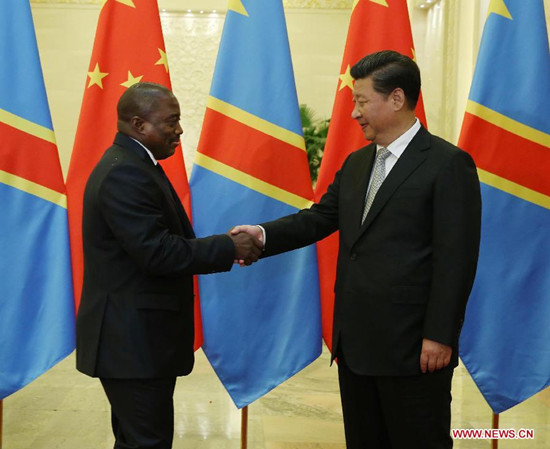 Chinese President Xi Jinping (R) meets with Joseph Kabila, president of the Democratic Republic of Congo, in Beijing, capital of China, Sept. 4, 2015. (Xinhua/Liu Weibing) Chinese President Xi Jinping (R) meets with Joseph Kabila, president of the Democratic Republic of Congo, in Beijing, capital of China, Sept. 4, 2015. (Xinhua/Liu Weibing)