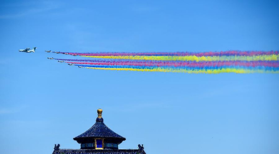 A leading formation of aircrafts attend a parade in Beijing, capital of China, Sept. 3, 2015. (Photo: Xinhua/Wang Haofei) A leading formation of aircrafts attend a parade in Beijing, capital of China, Sept. 3, 2015. (Photo: Xinhua/Wang Haofei)