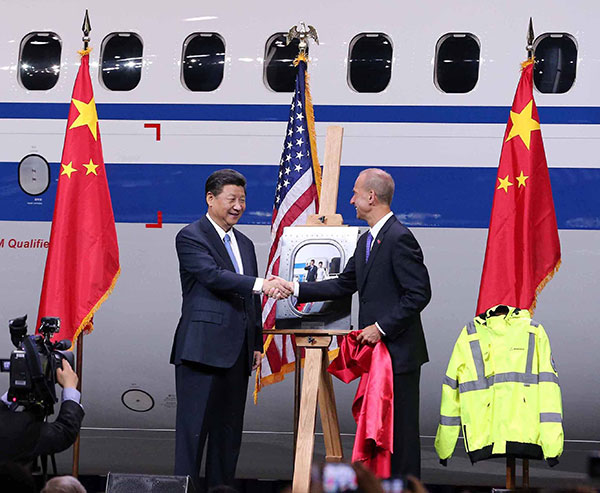 Xi greets Boeing's Ray Conner. (Photo/China Daily) Xi greets Boeing's Ray Conner. (Photo/China Daily)