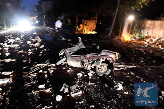 Photo taken on Sept 30, 2015 shows a blast site in Liucheng County, south China's Guangxi Zhuang autonomous region. (Photo/Xinhua) Photo taken on Sept 30, 2015 shows a blast site in Liucheng County, south China's Guangxi Zhuang autonomous region. (Photo/Xinhua)