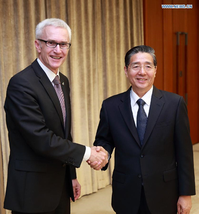 Chinese State Councilor and Minister of Public Security Guo Shengkun (R) meets with Secretary General of Interpol Jurgen Stock in Beijing, capital of China, Oct. 9, 2015. (Photo: Xinhua/Ding Haitao) Chinese State Councilor and Minister of Public Security Guo Shengkun (R) meets with Secretary General of Interpol Jurgen Stock in Beijing, capital of China, Oct. 9, 2015. (Photo: Xinhua/Ding Haitao)