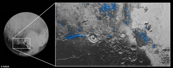 NASA releases Pluto's blue skies and red water ice in new photos, Oct.8, 2015. (Photo: NASA/CRI online) NASA releases Pluto's blue skies and red water ice in new photos, Oct.8, 2015. (Photo: NASA/CRI online)
