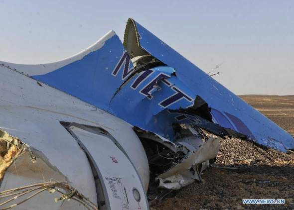 The handout photo, taken on Oct. 31, 2015, from Egyptian Prime Minister Office shows debris found at the crash site of a Russian passenger plane in Hassana, a mountainous area 35 km south of Arish City, Egypt. The black box of the Russian plane that crashed in Egypt's Sinai earlier on Saturday has been found and 129 bodies have been picked up, Egyptian Prime Minister Sherif Ismail said at a press conference. (Photo: Xinhua/Egypt's PM Office) The handout photo, taken on Oct. 31, 2015, from Egyptian Prime Minister Office shows debris found at the crash site of a Russian passenger plane in Hassana, a mountainous area 35 km south of Arish City, Egypt. The black box of the Russian plane that crashed in Egypt's Sinai earlier on Saturday has been found and 129 bodies have been picked up, Egyptian Prime Minister Sherif Ismail said at a press conference. (Photo: Xinhua/Egypt's PM Office)