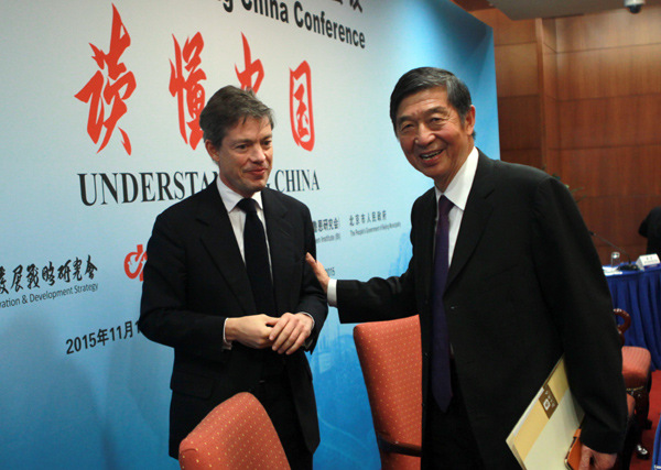 Wu Jianmin, China's former ambassador to France and adviser to the country's Foreign Policy Advisory Group, and Nicolas Berggruen, founder of the Berggruen Institute, meet with the media in Beijing on Tuesday. ZOU HONG/CHINA DAILY Wu Jianmin, China's former ambassador to France and adviser to the country's Foreign Policy Advisory Group, and Nicolas Berggruen, founder of the Berggruen Institute, meet with the media in Beijing on Tuesday. ZOU HONG/CHINA DAILY
