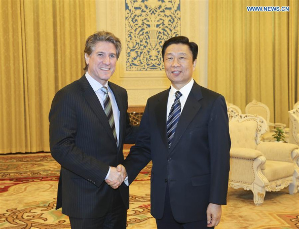 Chinese Vice President Li Yuanchao (R) meets with Argentine Vice President and head of the Senate Amado Boudou in Beijing, capital of China, Nov. 26, 2015. (Photo; Xinhua/Ding Lin) Chinese Vice President Li Yuanchao (R) meets with Argentine Vice President and head of the Senate Amado Boudou in Beijing, capital of China, Nov. 26, 2015. (Photo; Xinhua/Ding Lin)