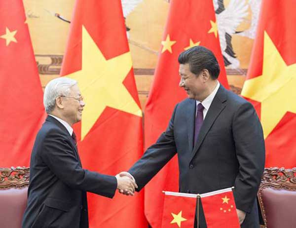 President Xi Jinping meets with Vietnam's Communist Party chief Nguyen Phu Trong in Beijing, April 7, 2015. (Photo/Xinhua) President Xi Jinping meets with Vietnam's Communist Party chief Nguyen Phu Trong in Beijing, April 7, 2015. (Photo/Xinhua)