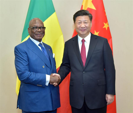 Chinese President Xi Jinping (R) meets with Mali's President Ibrahim Boubacar Keita in Johannesburg, South Africa, Dec. 3, 2015. (Xinhua/Li Tao) Chinese President Xi Jinping (R) meets with Mali's President Ibrahim Boubacar Keita in Johannesburg, South Africa, Dec. 3, 2015. (Xinhua/Li Tao)