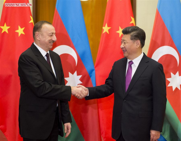 Chinese President Xi Jinping (R) holds a welcoming ceremony for Azerbaijan President Ilham Aliyev before their talks in Beijing, capital of China, Dec. 10, 2015. (Photo; Xinhua/Li Xueren) Chinese President Xi Jinping (R) holds a welcoming ceremony for Azerbaijan President Ilham Aliyev before their talks in Beijing, capital of China, Dec. 10, 2015. (Photo; Xinhua/Li Xueren)