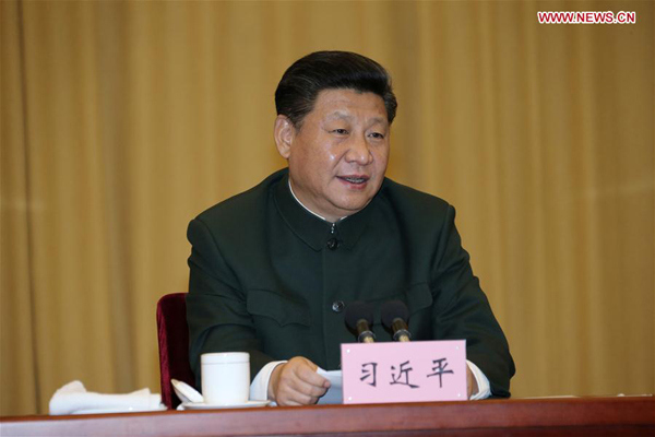 Chinese President Xi Jinping speaks during an inspection of the People's Liberation Army (PLA) Daily headquarters in Beijing, capital of China, Dec. 25, 2015. (Xinhua/Li Gang)