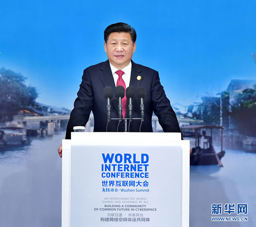 President Xi Jinping attends the opening ceremony of the Second World Internet Conference and delivers keynote speech on the morning of December 16, 2015. (Photo/Xinhua) President Xi Jinping attends the opening ceremony of the Second World Internet Conference and delivers keynote speech on the morning of December 16, 2015. (Photo/Xinhua)