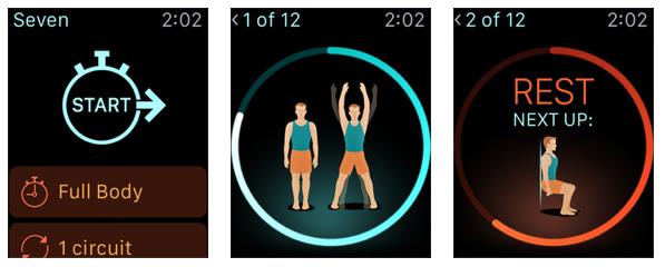 Screenshots show the user interfaces of Seven on the Apple Watch. (Photo/chinadaily.com.cn) Screenshots show the user interfaces of Seven on the Apple Watch. (Photo/chinadaily.com.cn)