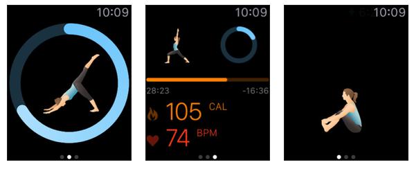 Screenshots show the user interfaces of Pocket Yoga on the Apple Watch. (Photo/chinadaily.com.cn) Screenshots show the user interfaces of Pocket Yoga on the Apple Watch. (Photo/chinadaily.com.cn)