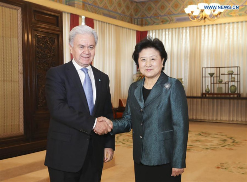 Chinese Vice Premier Liu Yandong (R) meets with new Secretary-General of the Shanghai Cooperation Organization (SCO) Rashid Olimov in Beijing, capital of China, Feb. 4, 2016. Tajik diplomat Rashid Olimov became SCO Secretary-General on Jan. 1, replacing Dmitry Mezentsev. (Photo: Xinhua/Ding Lin) Chinese Vice Premier Liu Yandong (R) meets with new Secretary-General of the Shanghai Cooperation Organization (SCO) Rashid Olimov in Beijing, capital of China, Feb. 4, 2016. Tajik diplomat Rashid Olimov became SCO Secretary-General on Jan. 1, replacing Dmitry Mezentsev. (Photo: Xinhua/Ding Lin)