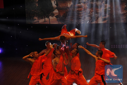 Chinese Shaolin Kung Fu show was performed for the first time in Palestine on Feb. 21, 2016. (Xinhua Photo) Chinese Shaolin Kung Fu show was performed for the first time in Palestine on Feb. 21, 2016. (Xinhua Photo)