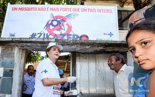 Image provided by Brazil's Presidency shows Brazilian President, Dilma Rousseff (L-Front), talking with residents of the Zepelin Community, in the framework of Zika Zero National Mobilization Day, in Rio de Janeiro, Brazil, on Feb. 13, 2016. (Xinhua/Roberto Stuckert Filho/Brazil's Presidency) Image provided by Brazil's Presidency shows Brazilian President, Dilma Rousseff (L-Front), talking with residents of the Zepelin Community, in the framework of Zika Zero National Mobilization Day, in Rio de Janeiro, Brazil, on Feb. 13, 2016. (Xinhua/Roberto Stuckert Filho/Brazil's Presidency)