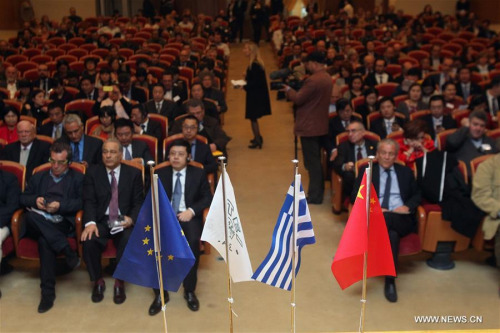 Officials and representatives of universities from Greece and China attend the symposium on higher education and research cooperation between the two countries in Athens, Greece, on Feb. 23, 2016. (Photo: Xinhua/Marios Lolos) Officials and representatives of universities from Greece and China attend the symposium on higher education and research cooperation between the two countries in Athens, Greece, on Feb. 23, 2016. (Photo: Xinhua/Marios Lolos)