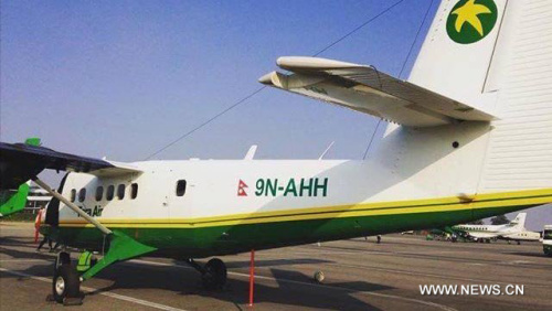 Undated file photo shows a Twin Otter plane 9N-AHH landing at an airport in Kathmandu, capital of Nepal. Search operation has begun for a missing aircraft of Tara Airlines in Nepal that was flying with 18 passengers on board. The Twin Otter aircraft was flying to Jomsom from Pokhara on Wednesday morning. It lost contact a few minutes after taking off from the airport at 7:47 AM local time. (Xinhua/Sunil Sharma) Undated file photo shows a Twin Otter plane 9N-AHH landing at an airport in Kathmandu, capital of Nepal. Search operation has begun for a missing aircraft of Tara Airlines in Nepal that was flying with 18 passengers on board. The Twin Otter aircraft was flying to Jomsom from Pokhara on Wednesday morning. It lost contact a few minutes after taking off from the airport at 7:47 AM local time. (Xinhua/Sunil Sharma)