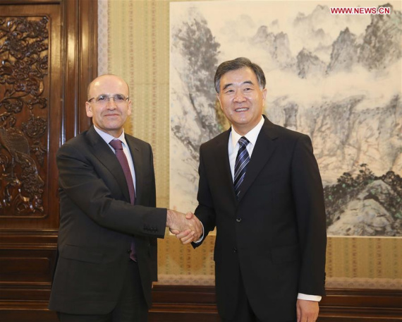 Chinese Vice Premier Wang Yang (R) meets with Turkish Deputy Prime Minister Mehmet Simsek in Beijing, capital of China, Feb. 28, 2016. (Photo: Xinhua/Ding Lin) Chinese Vice Premier Wang Yang (R) meets with Turkish Deputy Prime Minister Mehmet Simsek in Beijing, capital of China, Feb. 28, 2016. (Photo: Xinhua/Ding Lin)