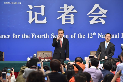 Chinese Foreign Minister Wang Yi gives a press conference on China's foreign policy and foreign relations on the sidelines of the fourth session of China's 12th National People's Congress in Beijing, capital of China, March 8, 2016. (Photo: Xinhua/Li Xin)