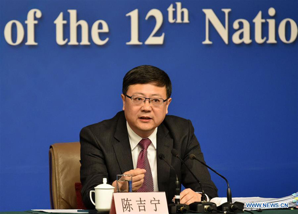 Chinese Minister of Environmental Protection Chen Jining answers questions at a press conference on how to promote environmental protection on the sidelines of the fourth session of China's 12th National People's Congress in Beijing, capital of China, March 11, 2016. (Xinhua/Zhao Yingquan) Chinese Minister of Environmental Protection Chen Jining answers questions at a press conference on how to promote environmental protection on the sidelines of the fourth session of China's 12th National People's Congress in Beijing, capital of China, March 11, 2016. (Xinhua/Zhao Yingquan)