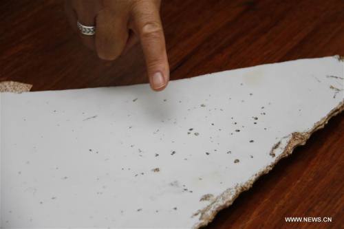 A piece of an airplane is displayed during a news conference in Maputo, capital of Mozambique, March 3, 2016. Mozambican aviation authorities on Wednesday night confirmed the finding of a piece of an airplane off the coast of Mozambique, but considered it premature to relate it with a Boeing 777 aircraft. (Photo: Xinhua/Li Xiaopeng) A piece of an airplane is displayed during a news conference in Maputo, capital of Mozambique, March 3, 2016. Mozambican aviation authorities on Wednesday night confirmed the finding of a piece of an airplane off the coast of Mozambique, but considered it premature to relate it with a Boeing 777 aircraft. (Photo: Xinhua/Li Xiaopeng)