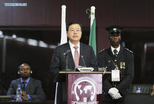 Zhang Dejiang (C), chairman of the Standing Committee of China's National People's Congress (NPC), delivers a speech at the 134th Inter-Parliamentary Union (IPU) Assembly in Lusaka, capital of Zambia, March 20, 2016. (Xinhua/Ding Lin) Zhang Dejiang (C), chairman of the Standing Committee of China's National People's Congress (NPC), delivers a speech at the 134th Inter-Parliamentary Union (IPU) Assembly in Lusaka, capital of Zambia, March 20, 2016. (Xinhua/Ding Lin)