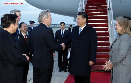 Chinese President Xi Jinping (2nd R) arrives for the fourth Nuclear Security Summit in Washington, the United States, March 30, 2016. (Photo: Xinhua/Ju Peng)