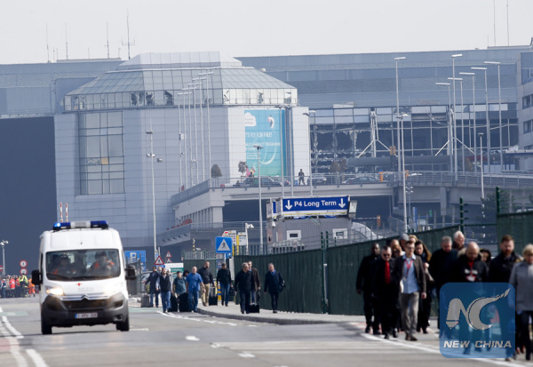 Photo taken on March 22 shows the damaged facade of the Brussels airport in Brussels, Belgium, on March 22, 2016. (Xinhua/Ye Pingfan) Photo taken on March 22 shows the damaged facade of the Brussels airport in Brussels, Belgium, on March 22, 2016. (Xinhua/Ye Pingfan)