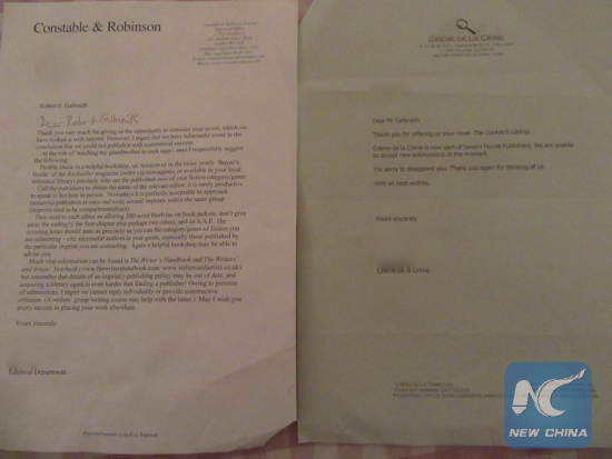 (Rejection letters posted on JK Rowling's Twitter page) (Rejection letters posted on JK Rowling's Twitter page)