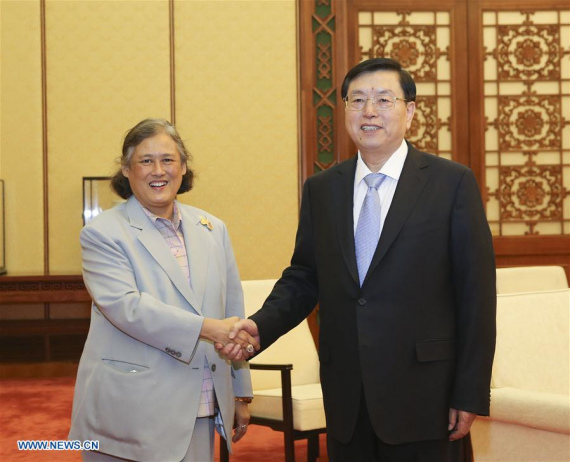 Zhang Dejiang (R), chairman of the Standing Committee of China's National People's Congress (NPC), meets with visiting Thai Crown Princess Maha Chakri Sirindhorn in Beijing, capital of China, April 6, 2016. (Photo: Xinhua/Ding Lin) Zhang Dejiang (R), chairman of the Standing Committee of China's National People's Congress (NPC), meets with visiting Thai Crown Princess Maha Chakri Sirindhorn in Beijing, capital of China, April 6, 2016. (Photo: Xinhua/Ding Lin)