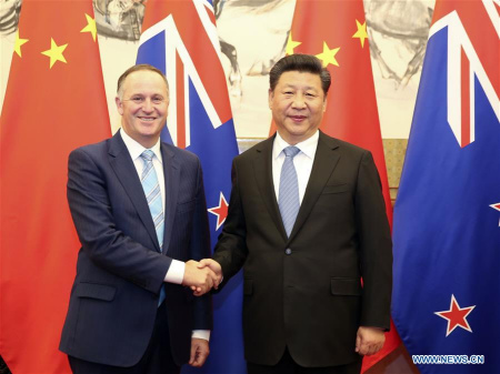 Chinese President Xi Jinping (R) meets with New Zealand Prime Minister John Key in Beijing, capital of China, April 19, 2016. (Photo: Xinhua/Ding Lin) Chinese President Xi Jinping (R) meets with New Zealand Prime Minister John Key in Beijing, capital of China, April 19, 2016. (Photo: Xinhua/Ding Lin)