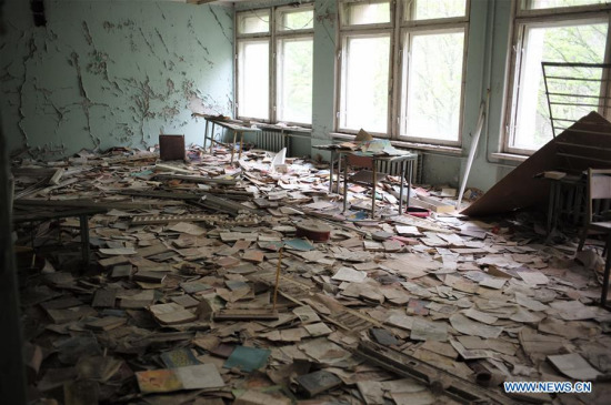hoto taken on April 19, 2016 shows a deserted school in Pripyat city near Chernobyl, Ukraine. Chernobyl, a place replete with horrific memories in northern Ukraine, close to Belarus, is now open to tourists, almost 30 years to the date after a nuclear power plant there exploded. (Photo: Xinhua/Dai Tianfang) hoto taken on April 19, 2016 shows a deserted school in Pripyat city near Chernobyl, Ukraine. Chernobyl, a place replete with horrific memories in northern Ukraine, close to Belarus, is now open to tourists, almost 30 years to the date after a nuclear power plant there exploded. (Photo: Xinhua/Dai Tianfang)